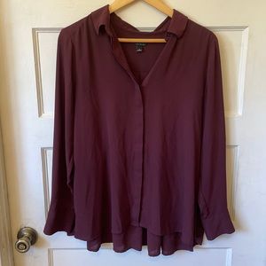 Ann Taylor Maroon Button Up Shirt